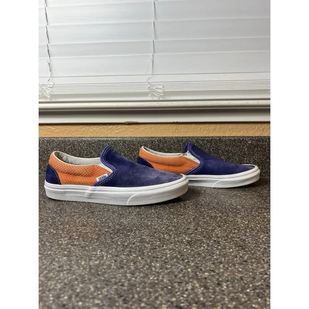 Vans Classic Slip On Skater Shoes Purple/Orange Suede Women's 9.5 Sneaker Mens 8